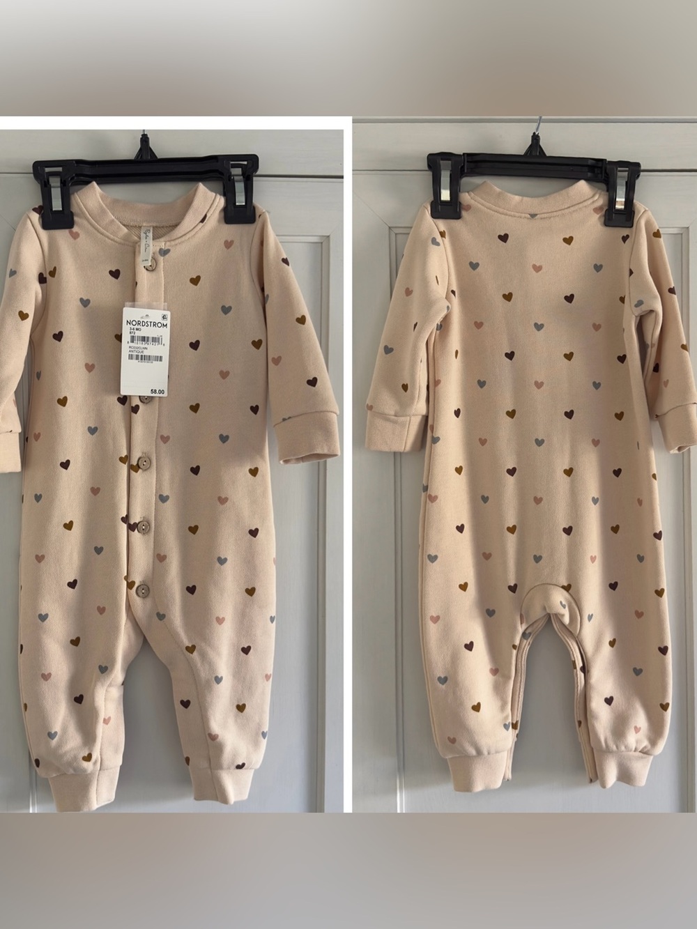 Rylee + Cru Button Down Jumpsuit in Hearts Size 3-6 months